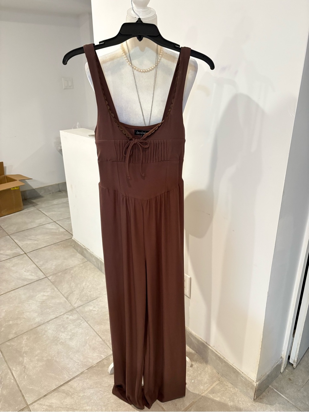 Derek Heart Chocolate Brown Tie-Front Sleeveless Jumpsuit
